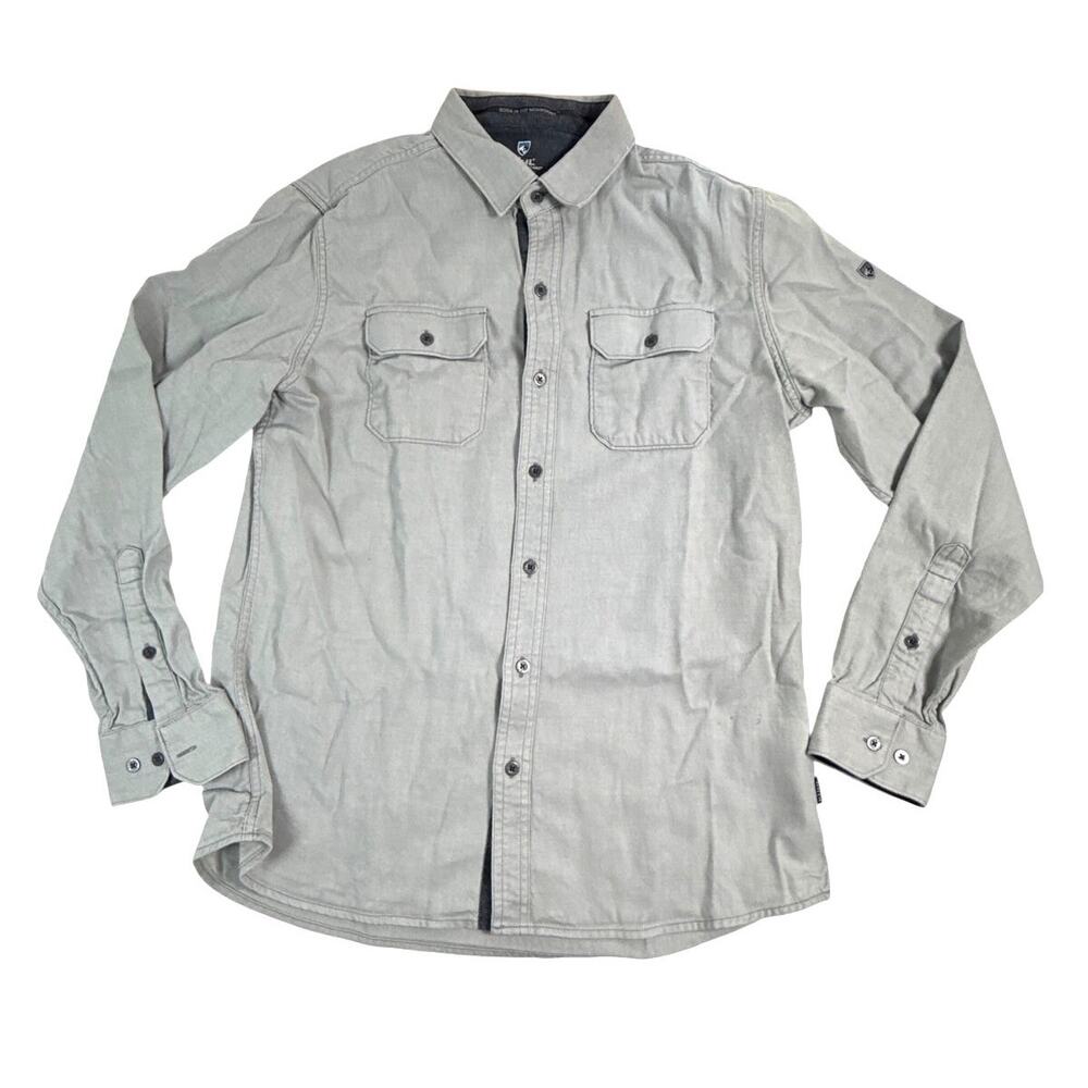 KÜHL Descendr Flannel Long Sleeve Shirt in Gray Size Medium Button Down